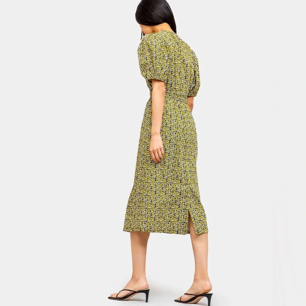 JUST Female Dove Midi Dress Black Yellow Floral Print M